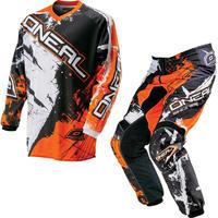 oneal element kids 2016 shocker black orange motocross kit