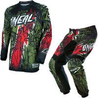 Oneal Element 2017 Vandal Motocross Jersey & Pants Green Red Kit