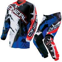 oneal element 2016 shocker black red blue motocross kit