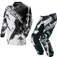 oneal element 2016 shocker black white motocross kit