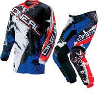 oneal element kids 2016 shocker black red blue motocross kit