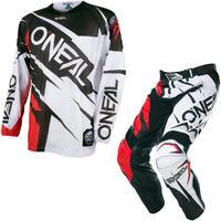 Oneal Hardwear 2017 Flow Jag Motocross Jersey & Pants White Red/Black Red Kit