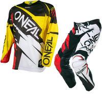 Oneal Hardwear 2017 Flow Jag Motocross Jersey & Pants Yellow Red/Black Red Kit