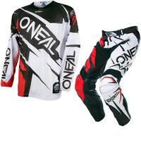 Oneal Hardwear 2017 Flow Jag Motocross Jersey & Pants White Red/Black Red Kit