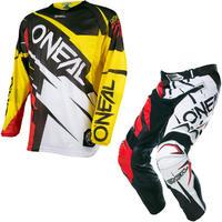 Oneal Hardwear 2017 Flow Jag Motocross Jersey &amp; Pants Yellow Red/Black Red Kit