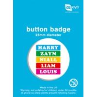 One Direction Names Button Badge