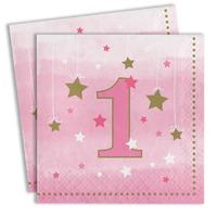 One Little Star Pink Paper Party 1st Birthday Napkins