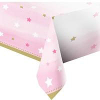 One Little Star Pink Plastic Party Table Cover