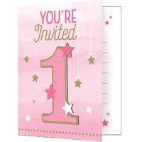 One Little Star Pink Party Invitations