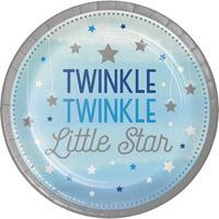 One Little Star Blue Paper Party Plates 9in