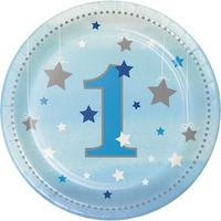 One Little Star Blue Paper Party Plates 7in