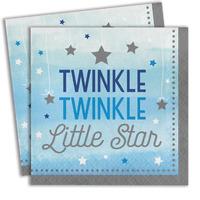 One Little Star Blue Paper Party Twinkle Napkins