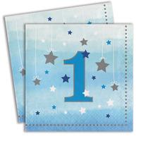 One Little Star Blue Paper Party 1st Birthday Napkins