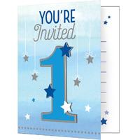 One Little Star Blue Party Invitations