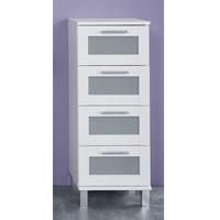 Onix Bathroom Cabinet In White And Glass Fronts With 4 Drawers