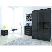 Ontario 3 Door Wardrobe In Black High Gloss