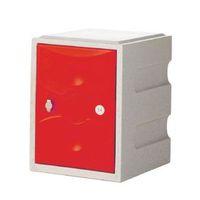 ONE DOOR MINI PLASTIC LOCKER STD GREY BODY - RED DOOR