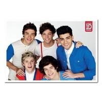 One Direction Red White & Blue Poster White Framed - 96.5 x 66 cms (Approx 38 x 26 inches)