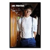 One Direction Louis Portrait Poster Black Framed - 96.5 x 66 cms (Approx 38 x 26 inches)