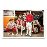 One Direction In Camper Van Poster White Framed - 96.5 x 66 cms (Approx 38 x 26 inches)