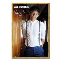 One Direction Louis Portrait Poster Oak Framed - 96.5 x 66 cms (Approx 38 x 26 inches)