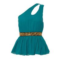 One Shoulder Top With Embellished Waist