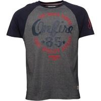 Onfire Mens Raglan Sleeve Grindle T-Shirt With Chest/Sleeve Print Mid Grey/Navy