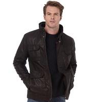 onfire mens leather jacket dark brown