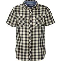 onfire mens short sleeve checked shirt blackecru