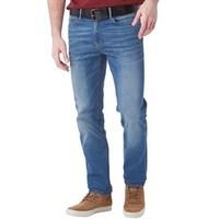 Onfire Mens Straight Fit Zip Fly Stretch Jeans With Belt Mid Wash