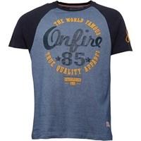 Onfire Mens Raglan Sleeve Grindle T-Shirt With Chest/Sleeve Print Light Blue/Navy