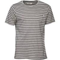 Onfire Mens Yarn Dyed Striped T-Shirt Grey Marl/Black