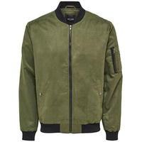 only and sons faux suede bomber jacket