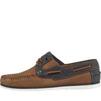 Onfire Mens Leather Boat Shoes Tan/Navy