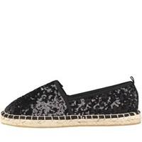 Onfire Womens Sequinned Espadrilles Black