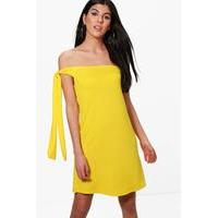 one shoulder shift dress yellow