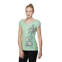 One Earth Women\'s Floral Bird T-Shirt - Light Green, Light Green