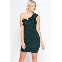 One Shoulder Ruffled Bodycon Dress