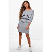 one love off the shoulder sweat dress grey