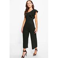 One Shoulder Frill Jumpsuit - black