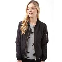 Only You Womens Lino Bomber Jacket Black