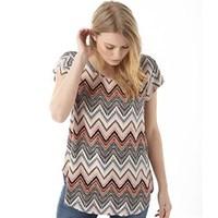 Only Womens Nova Urban Zig Zag T-Shirt Peyote