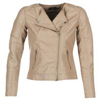 Only CARLY women\'s Leather jacket in BEIGE