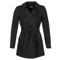 only maria long womens trench coat in black