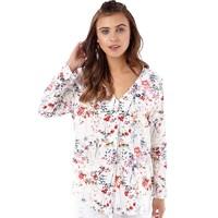 Only Womens Nova Favourite Flower Deep V 3/4 Top Snow White