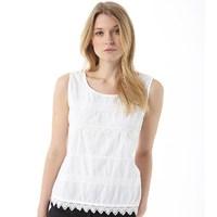 Onfire Womens Lace Trim Sleeveless Top White