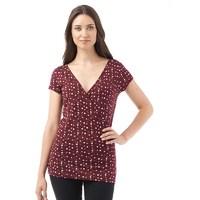 Onfire Womens Short Sleeve AOP Top Burgundy