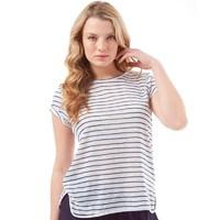 Onfire Womens Striped Slub Short Sleeved Top Navy/White