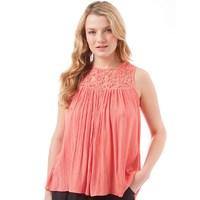 onfire womens crochet neck crinkle sleeveless top blush