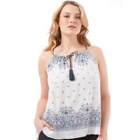 Onfire Womens Border Print Cami Top White/Navy